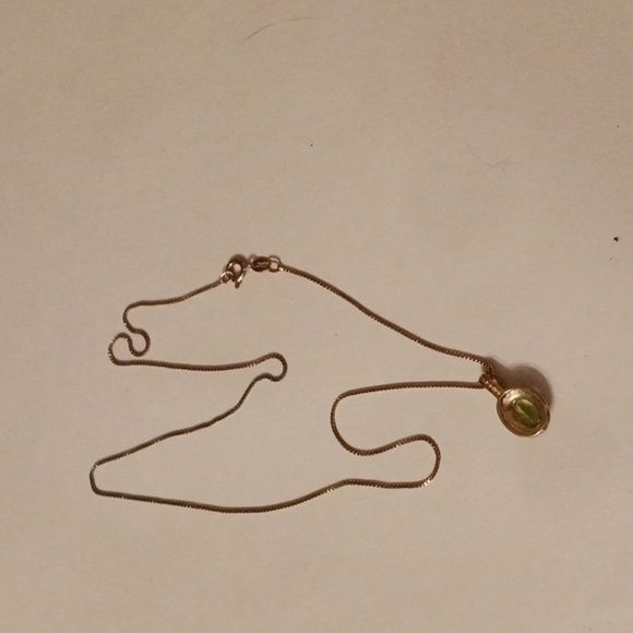 925 Italy Chain w/ Clear Green Glass Pendant Citrine Look - Picture 8 of 8